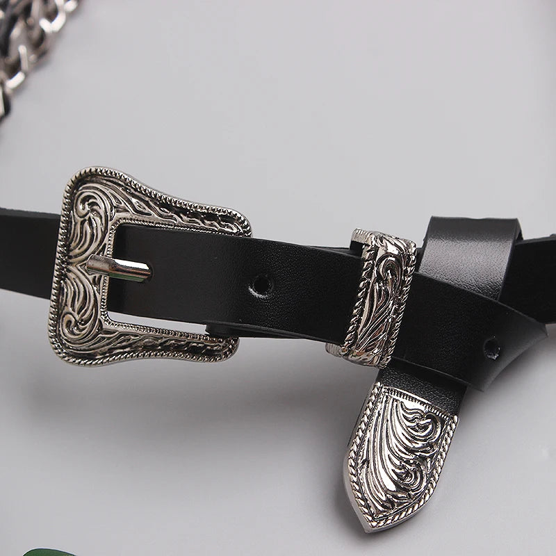 Trendy Gold Metal Decorative Waist Chain Belt for Women