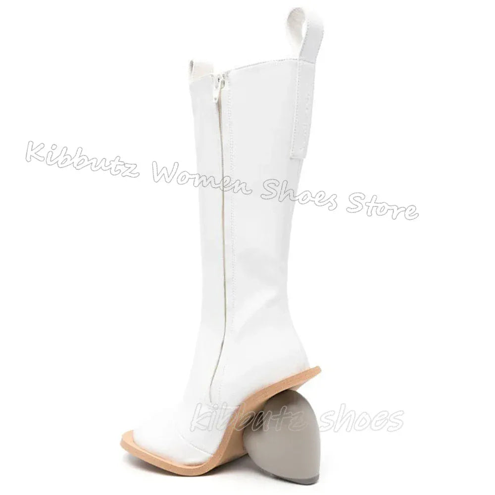 Heart Shaped Heels Knee High Boots