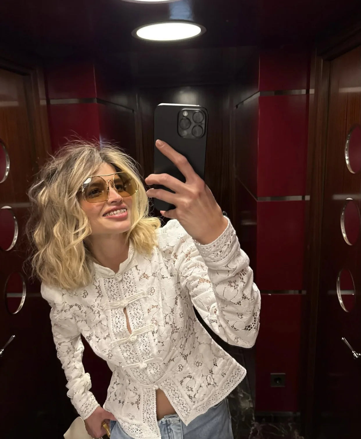 Lace See Through Hollow Out Blouse