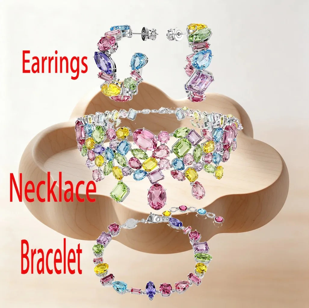 Shimmering Crystal Jewelry Set With Necklace And Earrings For Women