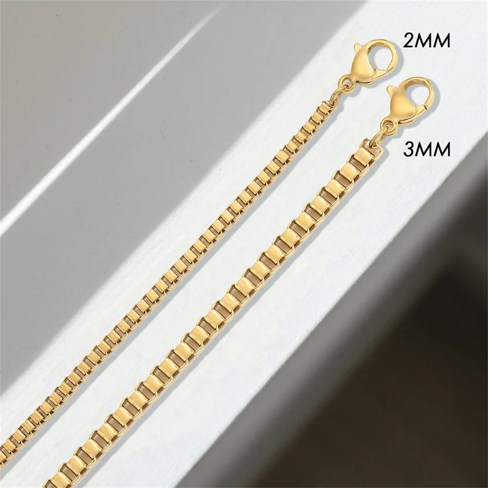 Gold Tone Stainless Steel Figaro Chain Bracelet for Women