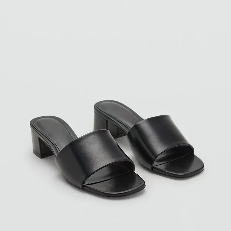 Premium Soft Leather Comfort Flat Slides for Women