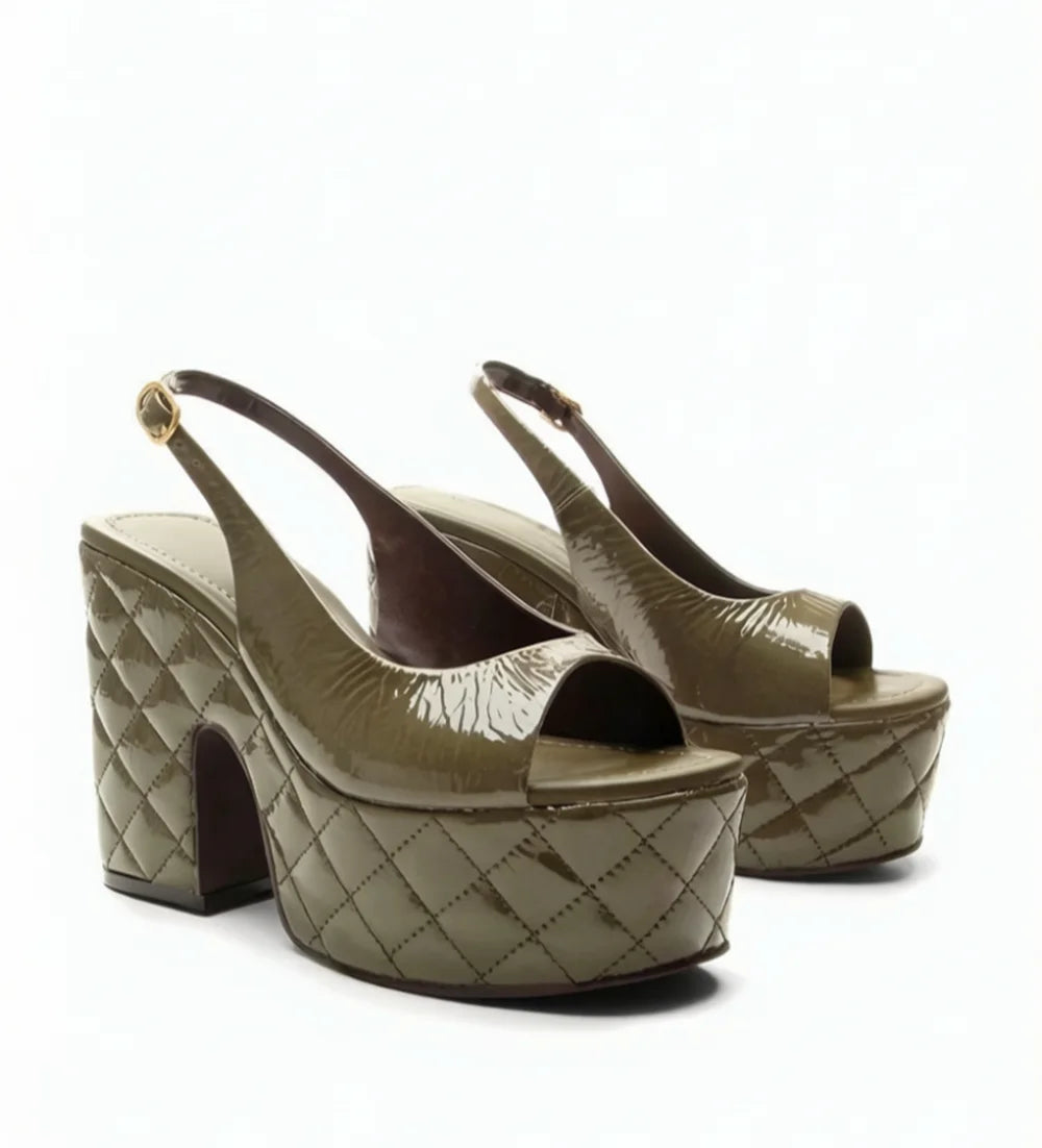 Retro Peep Toe Platform Sandals