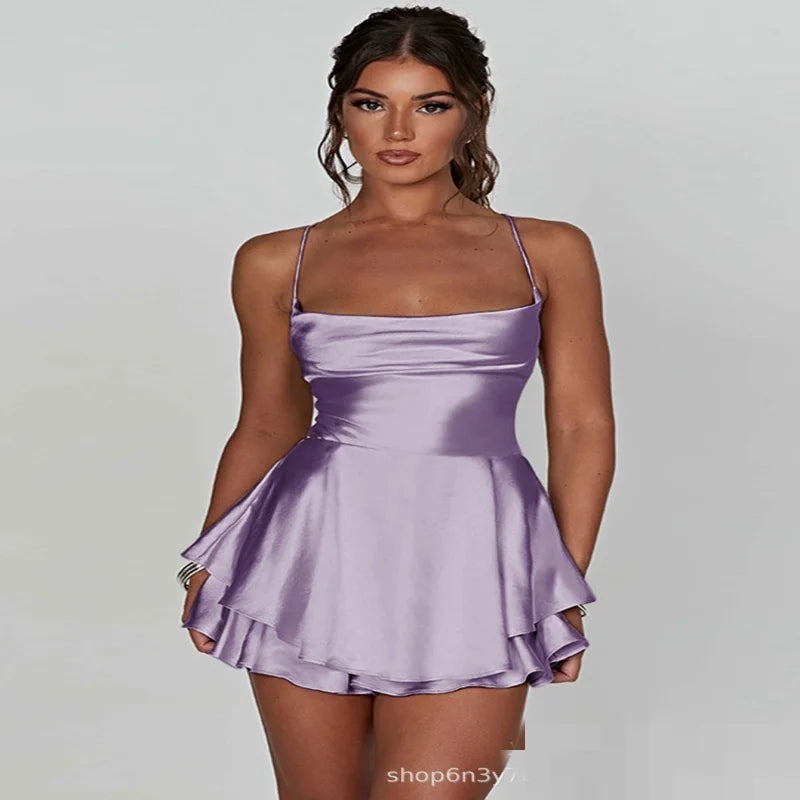 Satin Cowl Neck Jumpsuit With Open Back Detail for Women
