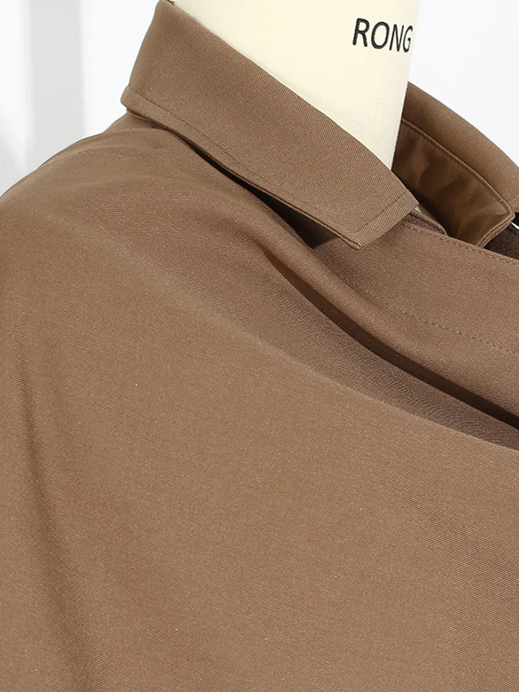 Caramel Shirt and Wide Leg Pants Two Piece Set for Women