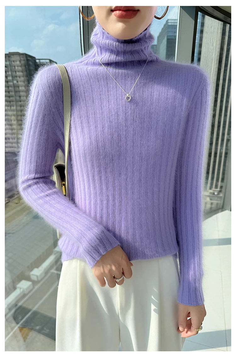Warm Slim Fit Turtleneck Pullover Sweater for Women