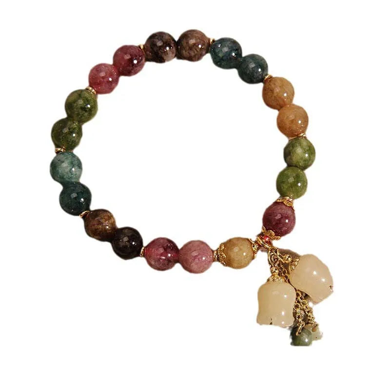 Beaded Orchid Pendant Bracelet