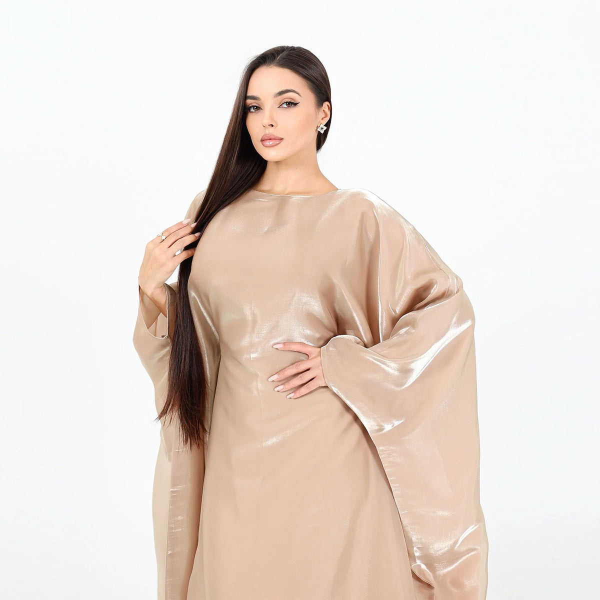 Shiny Loose Ankle-Length Kaftan Maxi Dress for Women