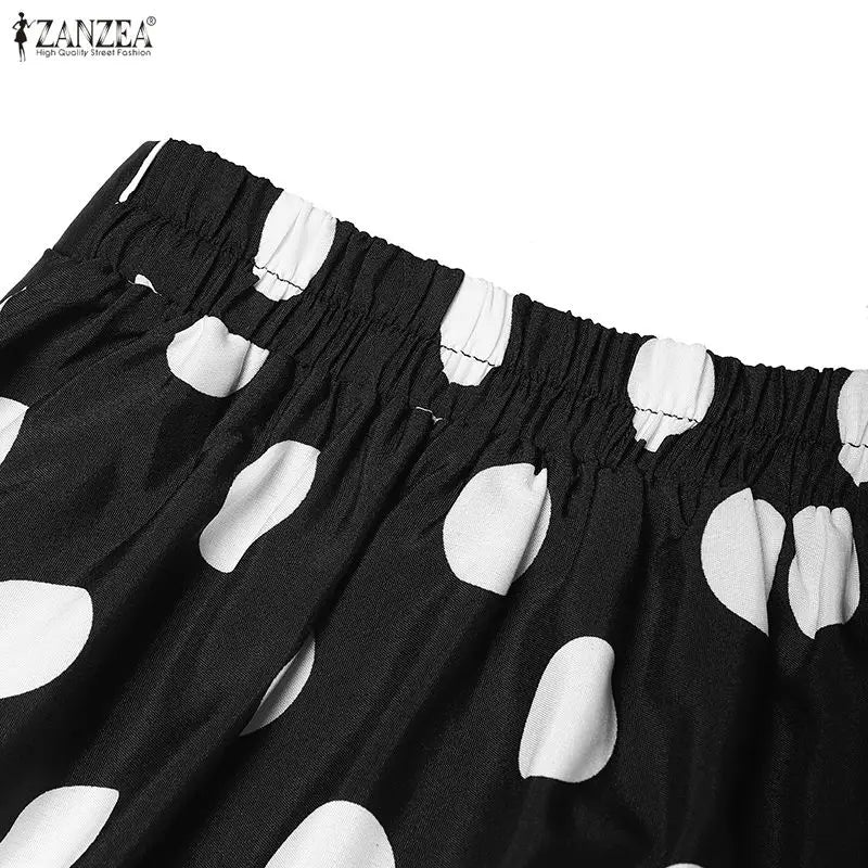 Polka Dot Pleated Maxi Skirt