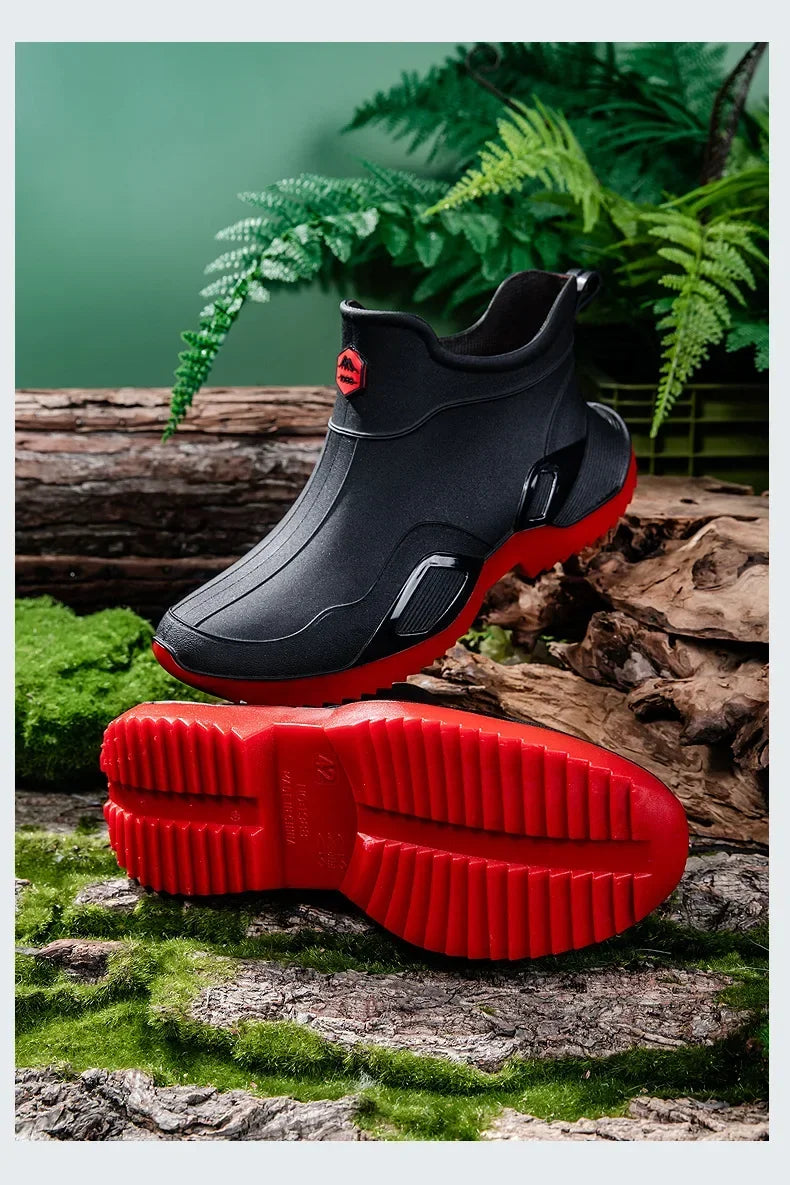 Round Toe Waterproof Ankle Rain Boots
