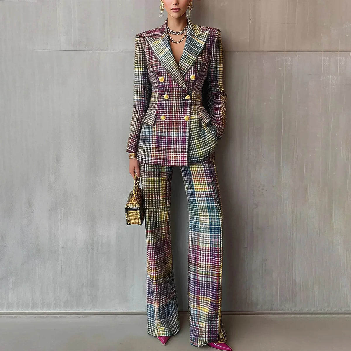 Slim Fit Long Sleeve Blazer and Pants Suit Set for Women
