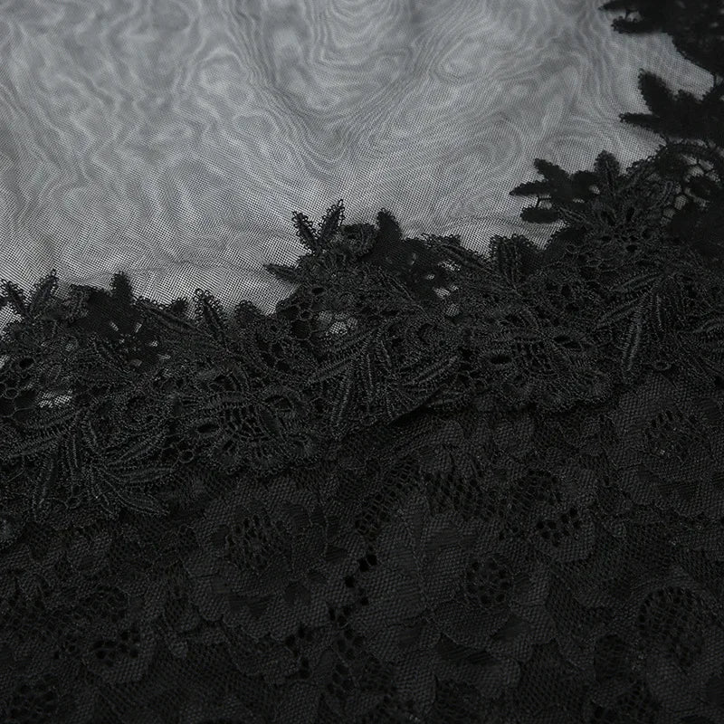 Patchwork Lace Y2K Party Dress Sleeveless Low Neck Mini for Women