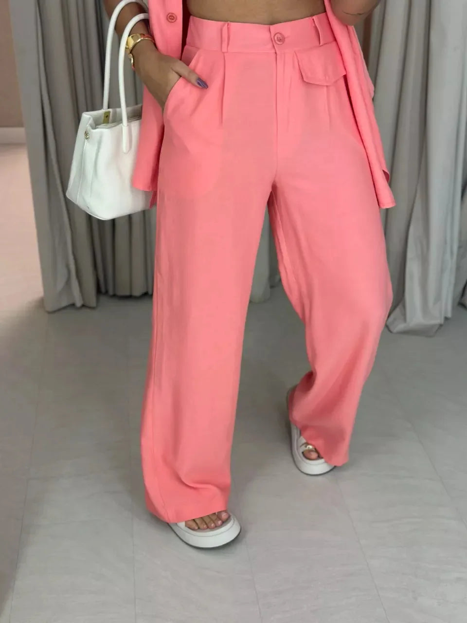 Sleeveless Turn-Down Collar Two-Piece Set for Women