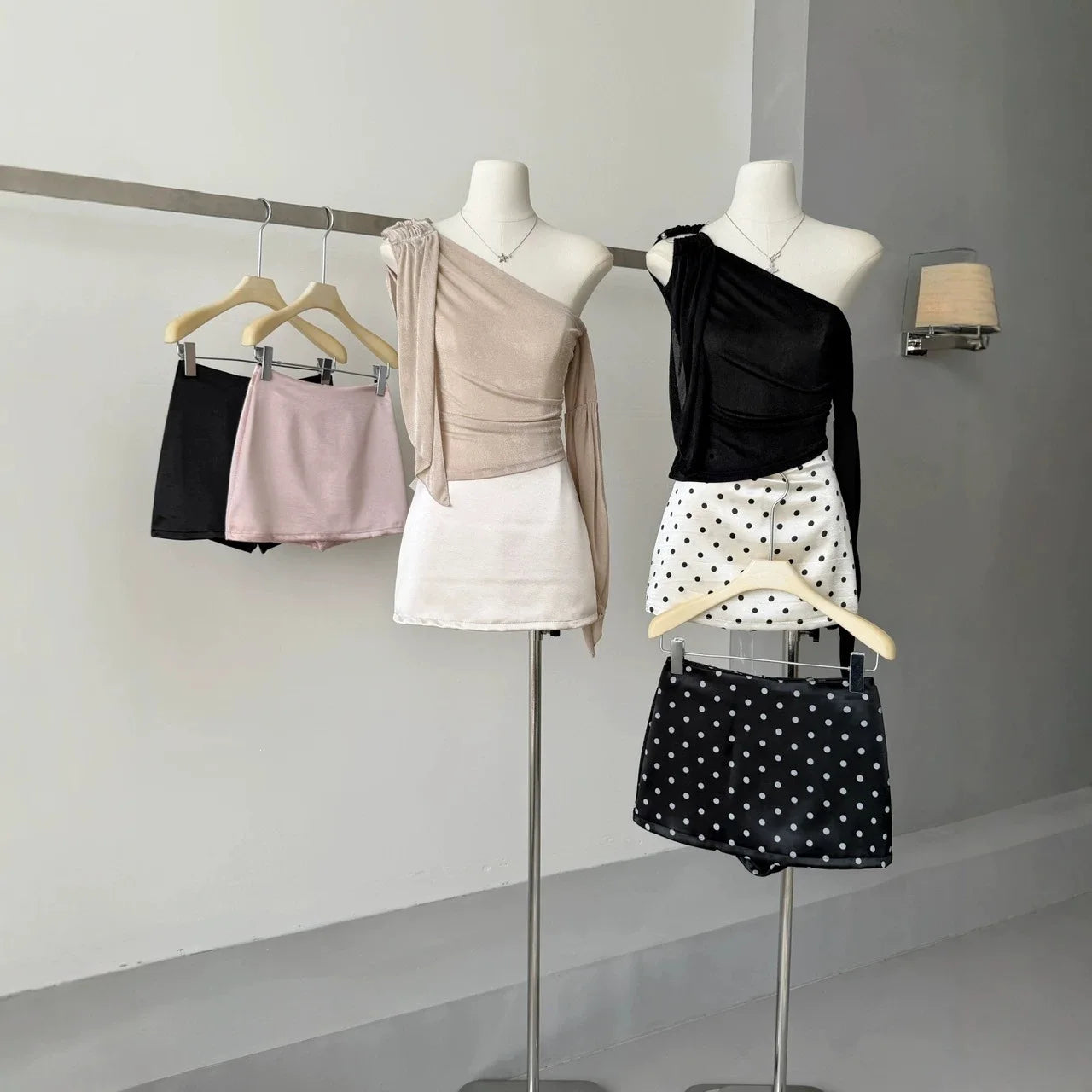 Vintage Polka Dot High Waisted Mini Skirt for Women