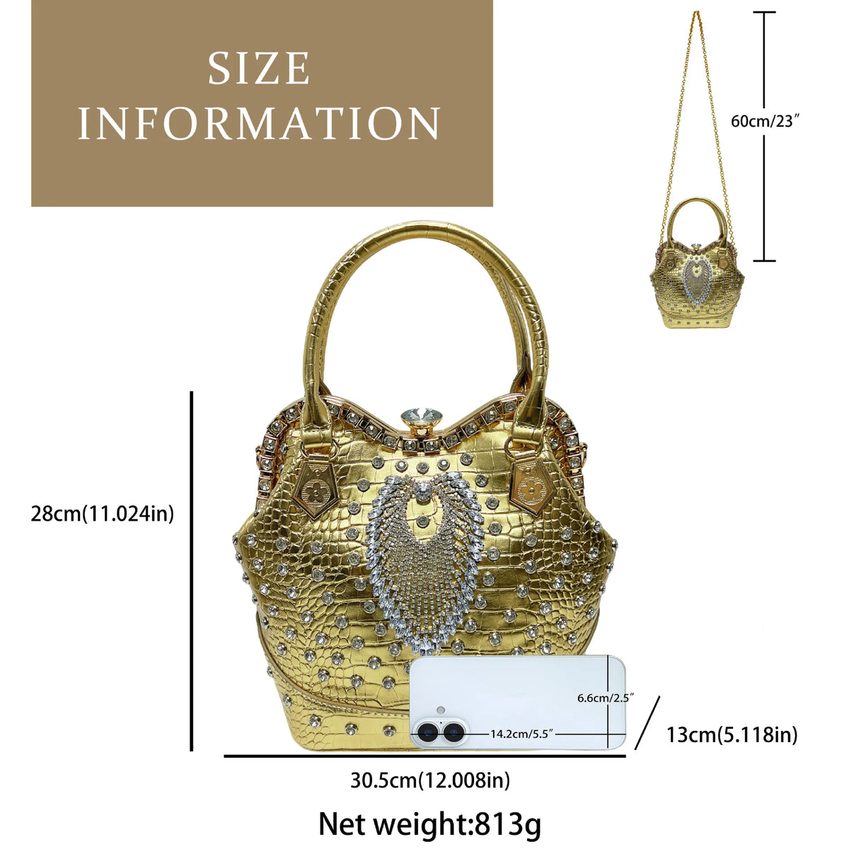 New Women's Dinner Bag with Diamonds Shiny Dinner Party Handbag Luxury Brand Diamond-encrusted Fashionable Women's Shoulder Bag