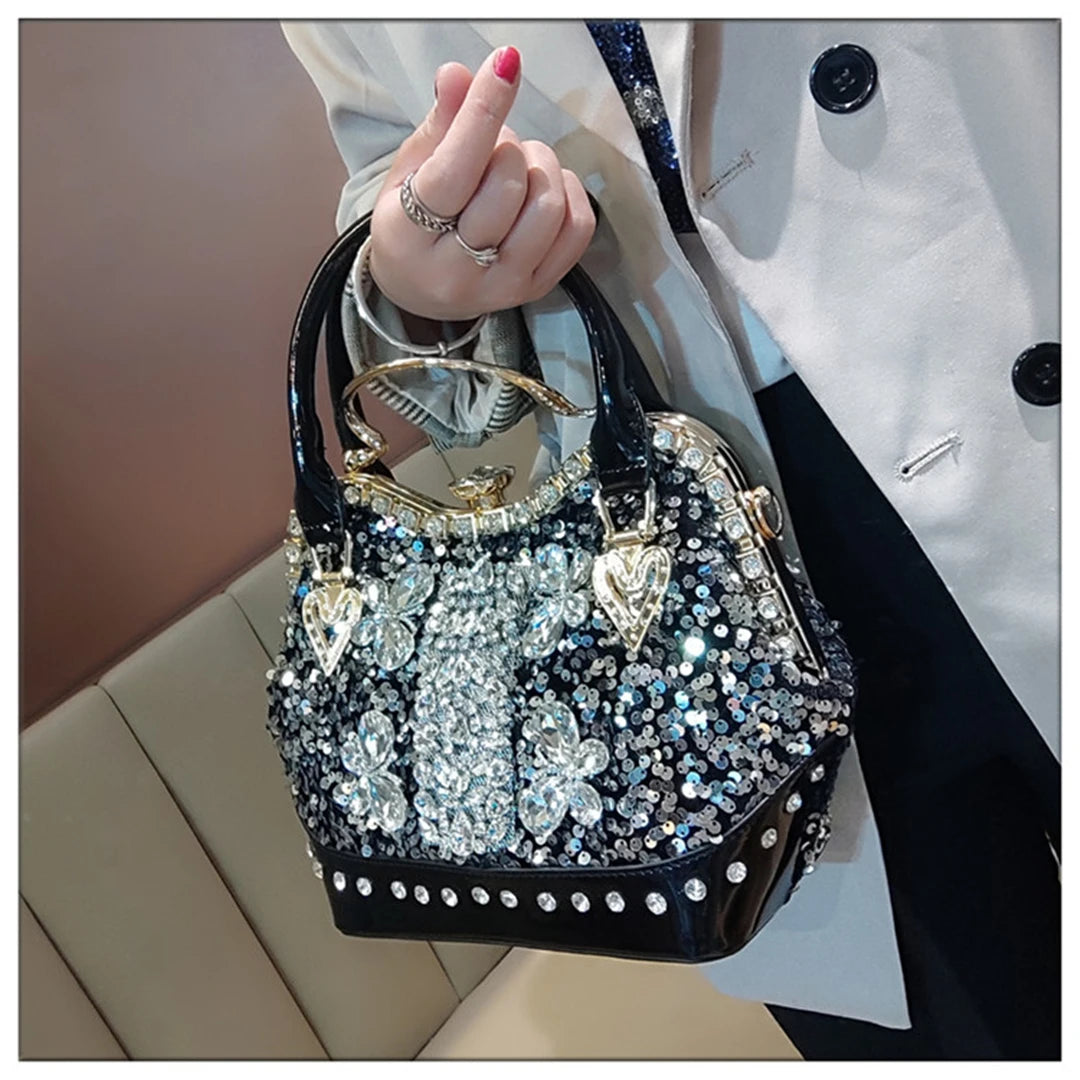 Crystal Sequin One Shoulder Crossbody Handbag for Women