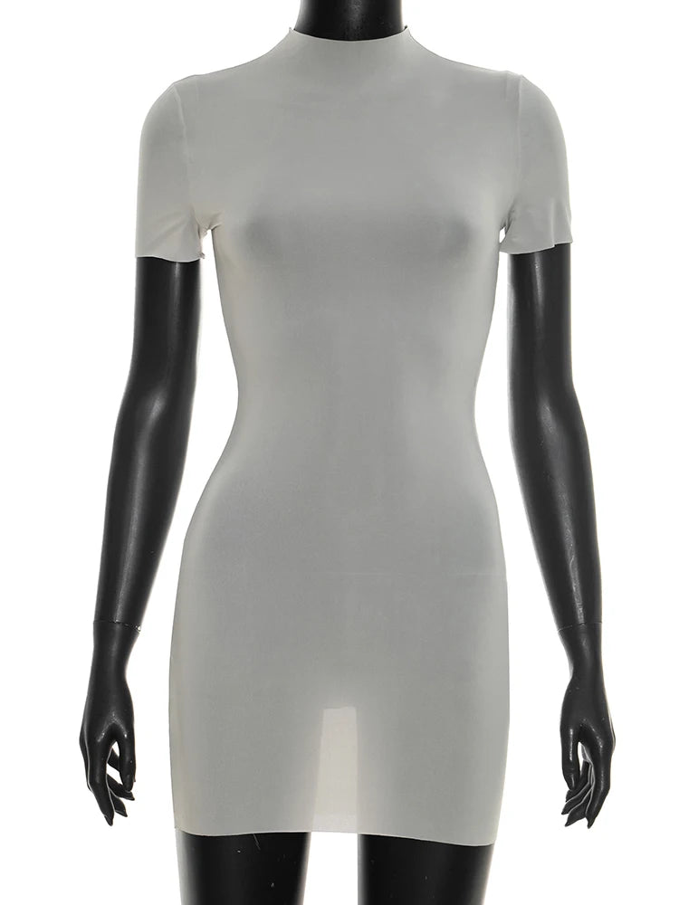 Elegant See Through Mini Dress with Stretch for Women