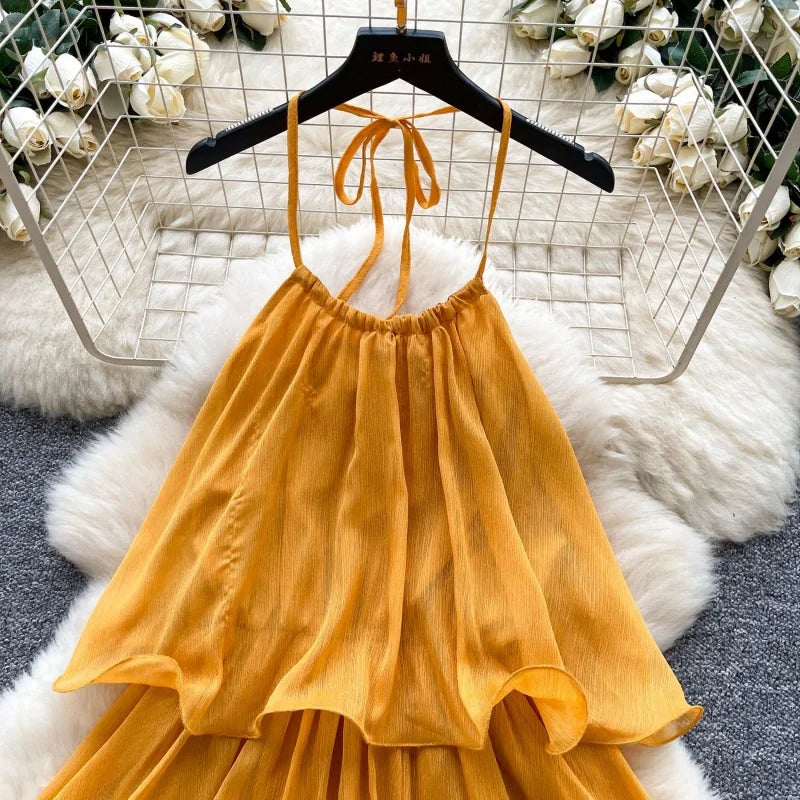 Backless Halter Bandage Summer Mini Dress for Women