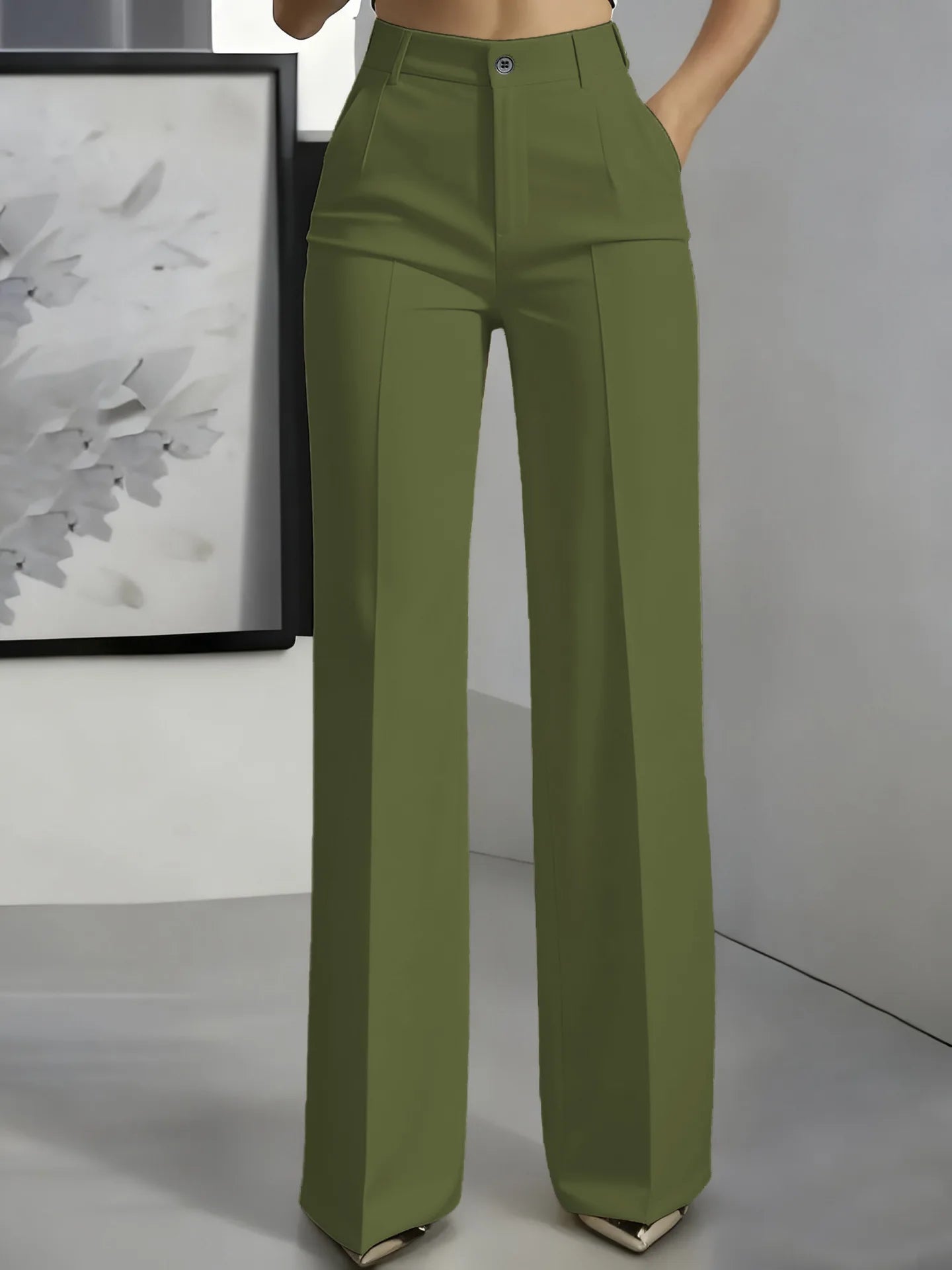 2026 New Women's High-Waist Drapey Straight-Leg Suit Pants Simple Elegant Long Trousers for Ladies