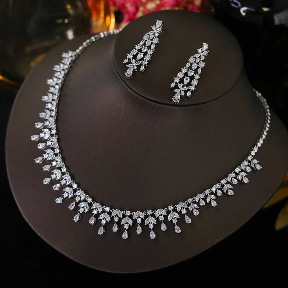 Elegant Water Drop Shape Crystal Jewelry Set For Women