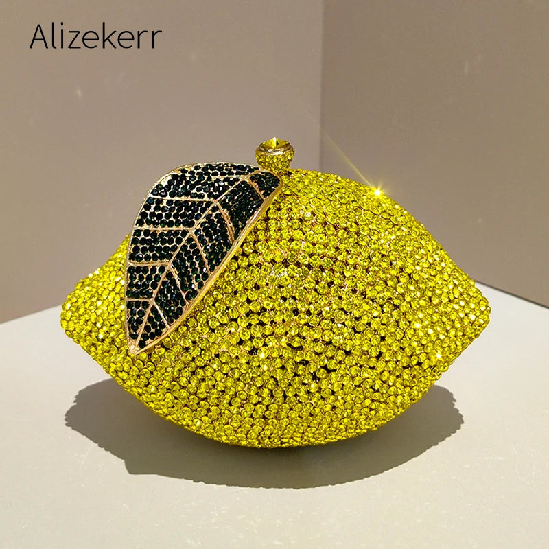 Elegant Lemon Shaped Diamond Evening Bag for Women