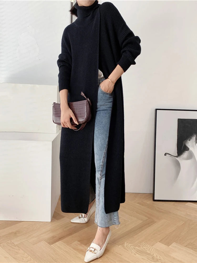 Loose Fit Turtleneck Knit Sweater