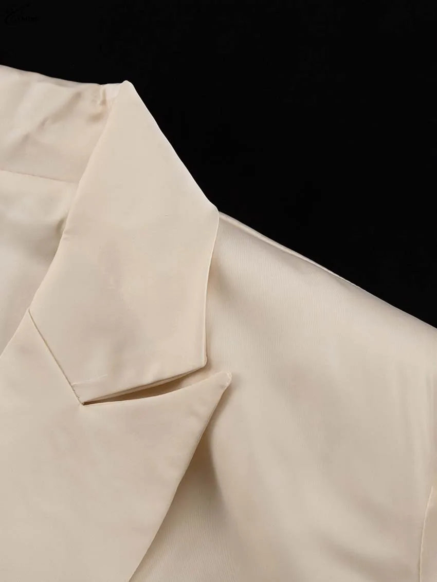 Oymimi Elegant Apricot 2 Piece Sets Women Outfit Fashion Long Sleeve Lace-Up Shirts And High Waist Straight Simple Trousers Sets