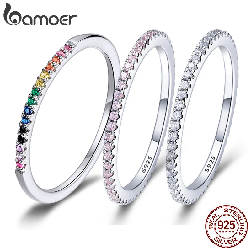 Gold Plated Simulated Diamond Stackable Rings for Women