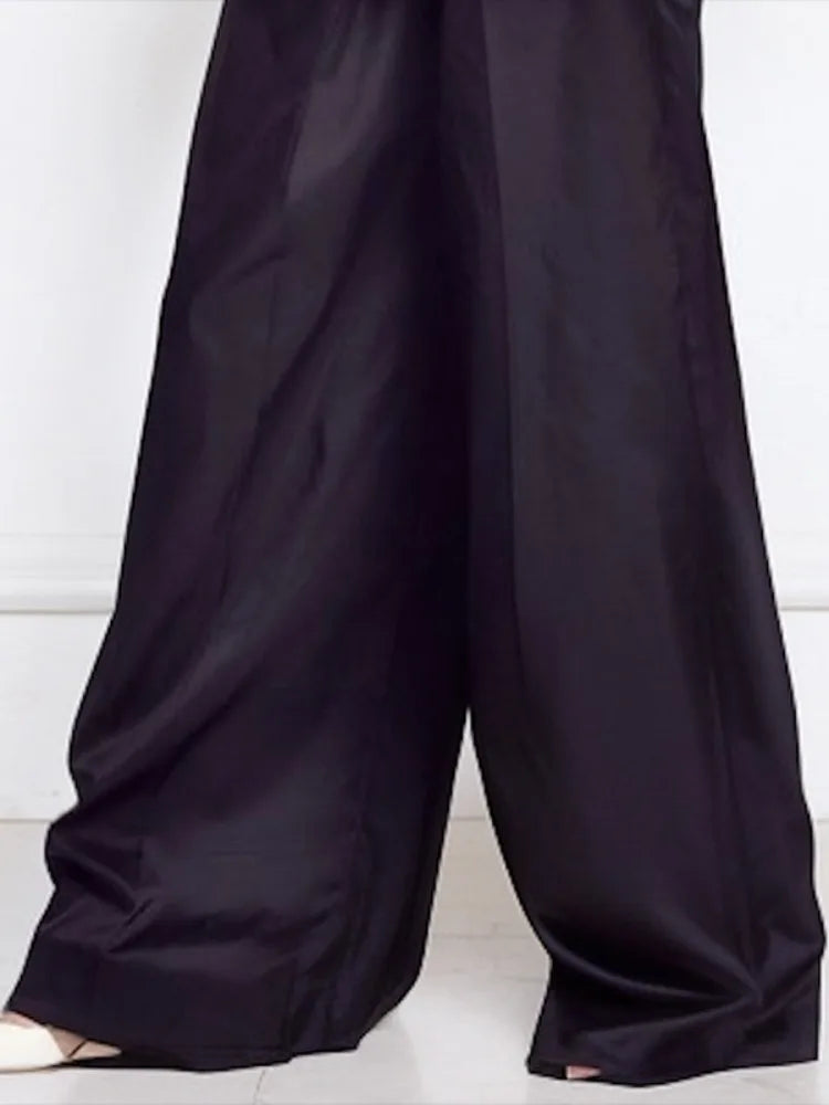 Beautyblue Women Loose Trousers Black Wide Leg Pants 2025 Fashion Spring Pocket Solid Color Casual Floor Mopping Bottoms Female