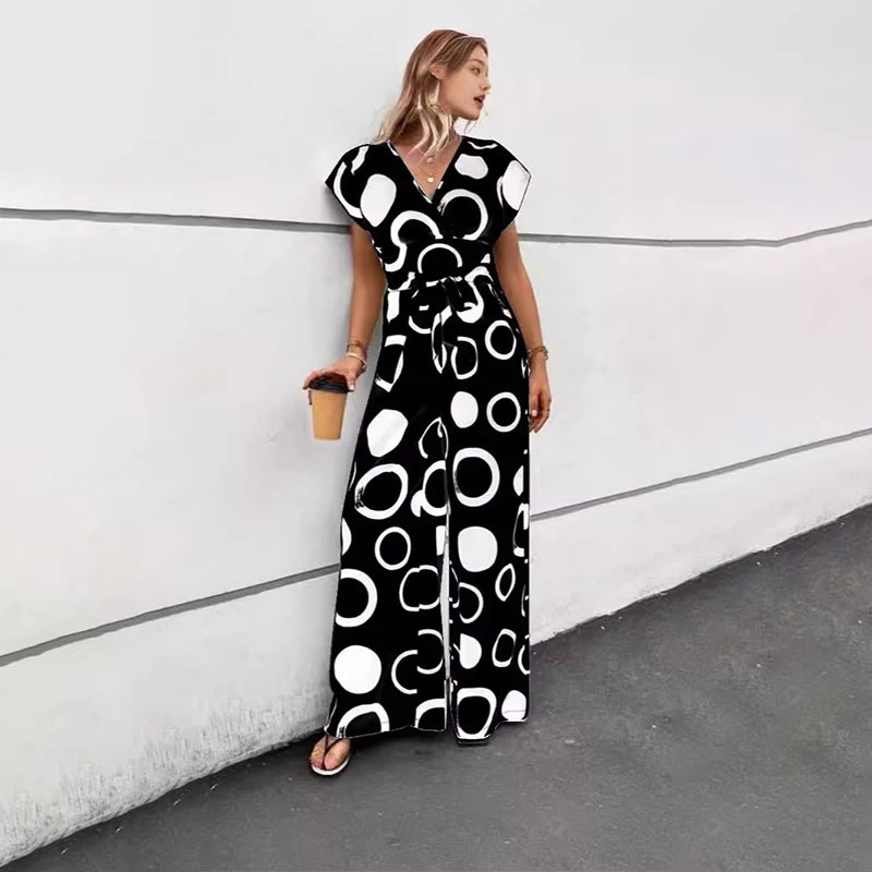 Wide Leg Belted Boho Jumpsuit