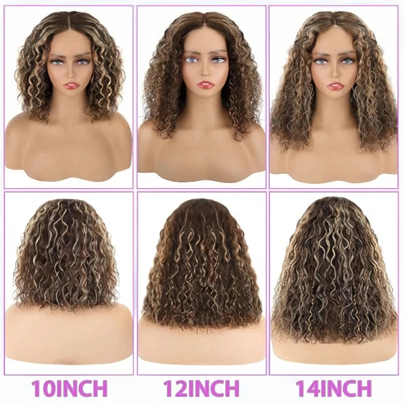 Ombre Deep Wave Bob Human Hair Lace Front Wig for Women