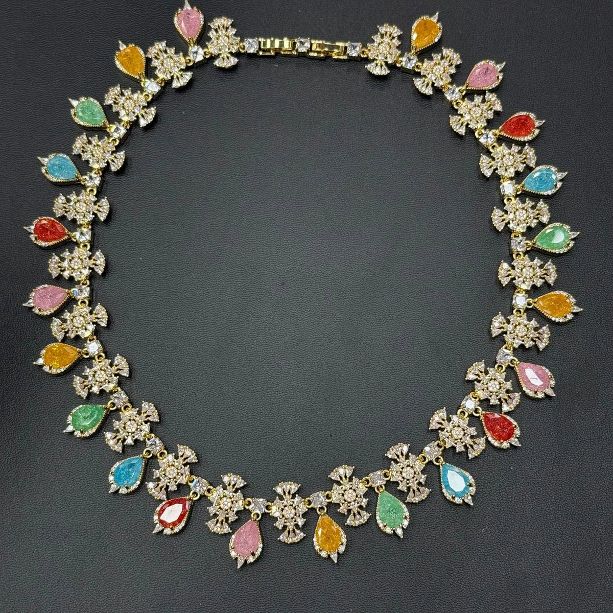 Colorful Zircon Earring and Necklace Jewelry Set for Women