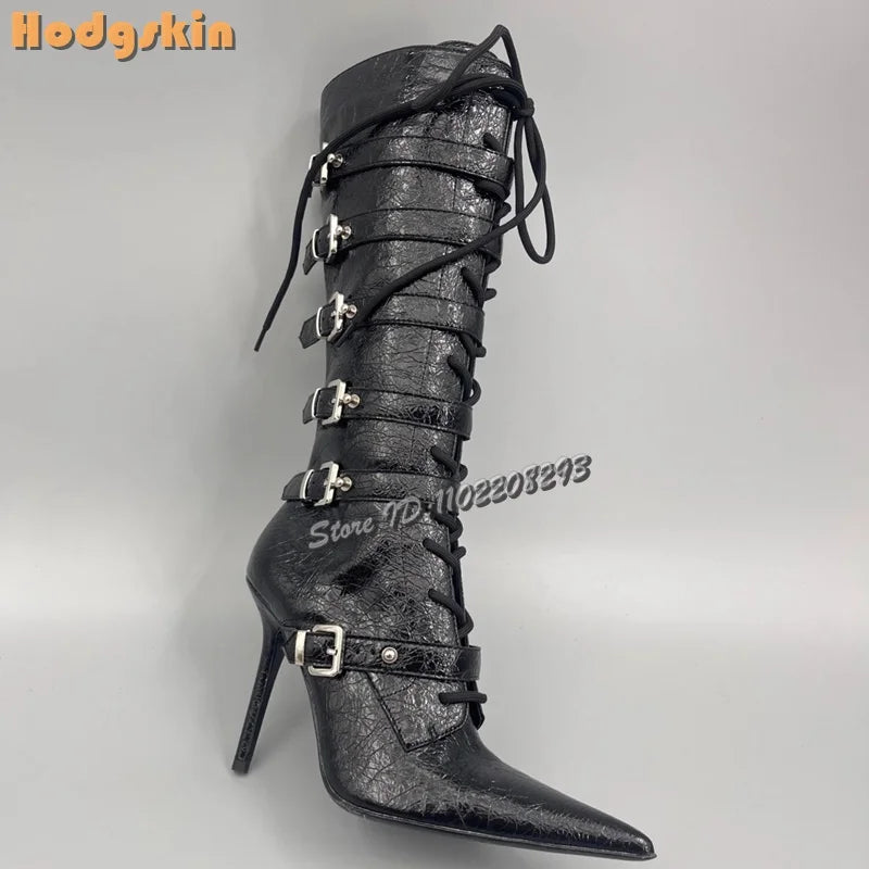Faux Hair Over-the-Knee Pointed Toe Boots for Women