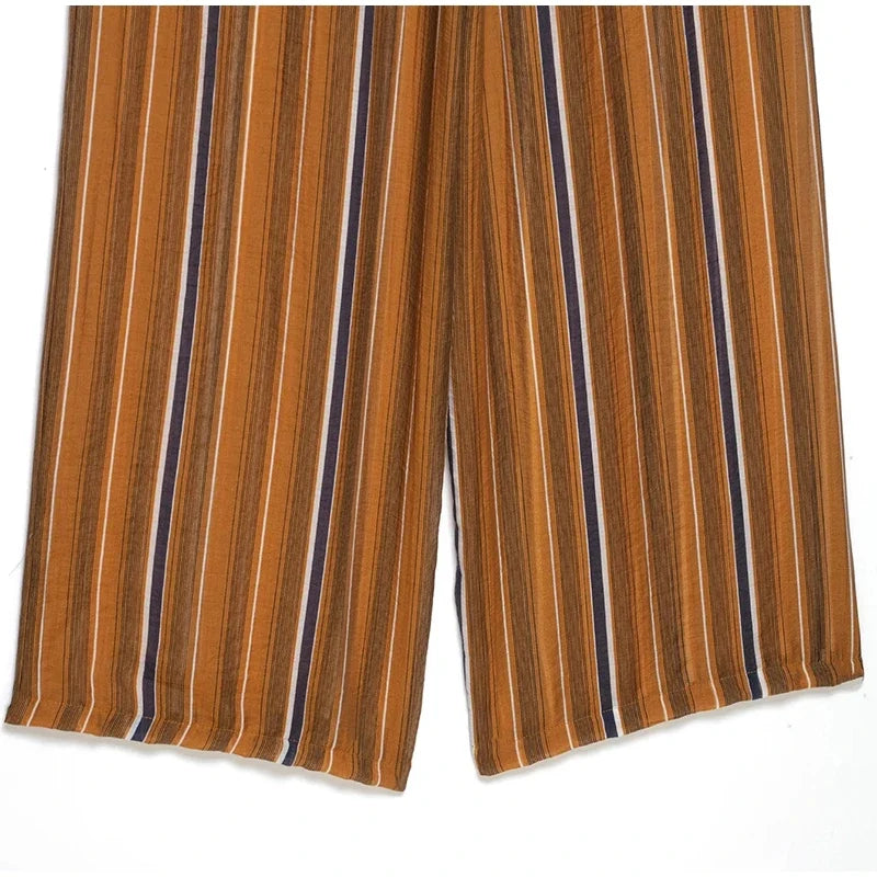 Geometric Printed Wide Leg Loose Pants Set for Women