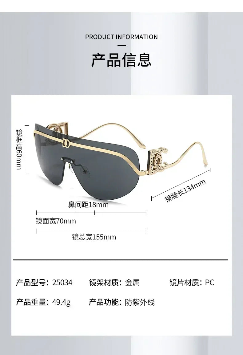 Oversized Gold Shield Sunglasses