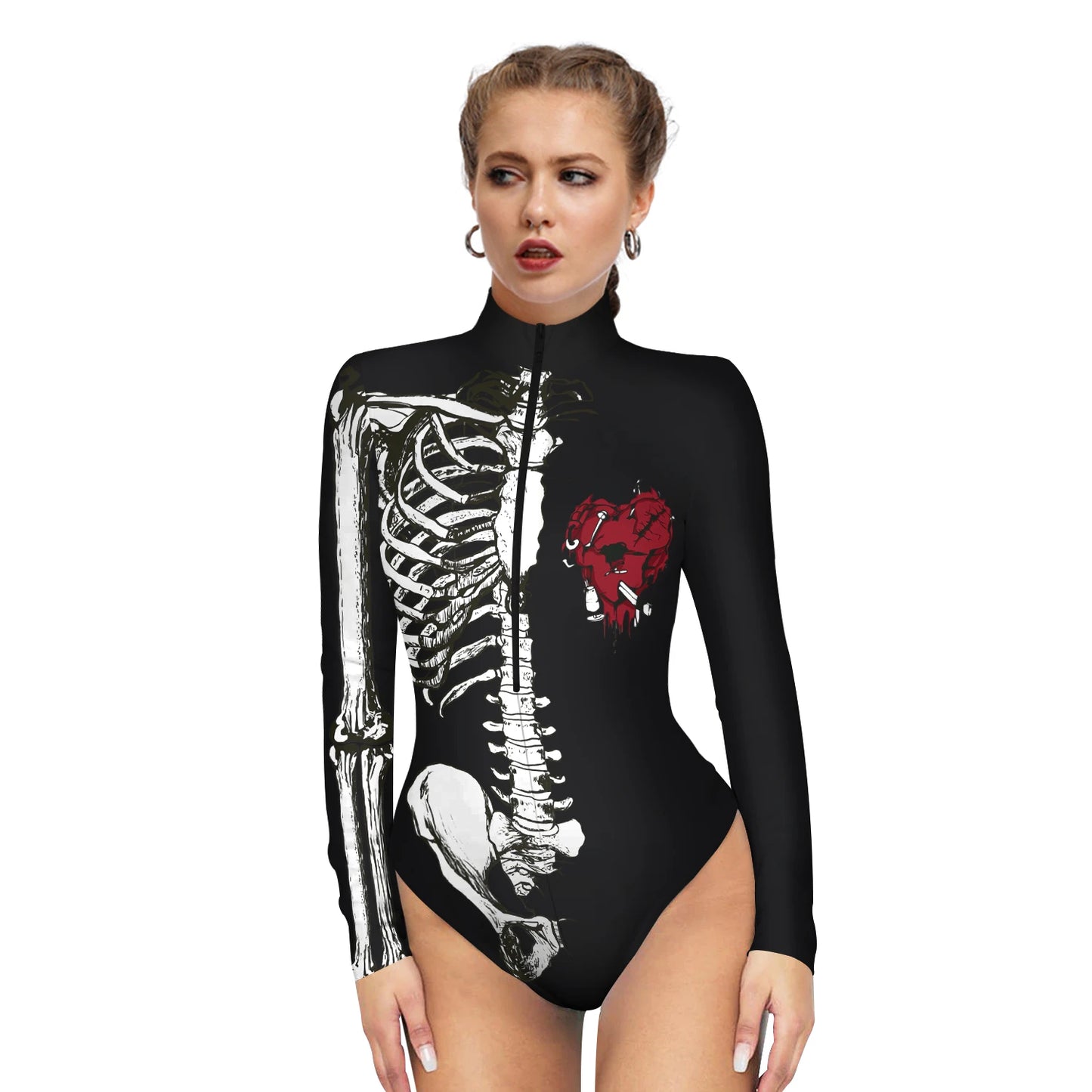 Halloween Skeleton Print Zentai Jumpsuit for Women