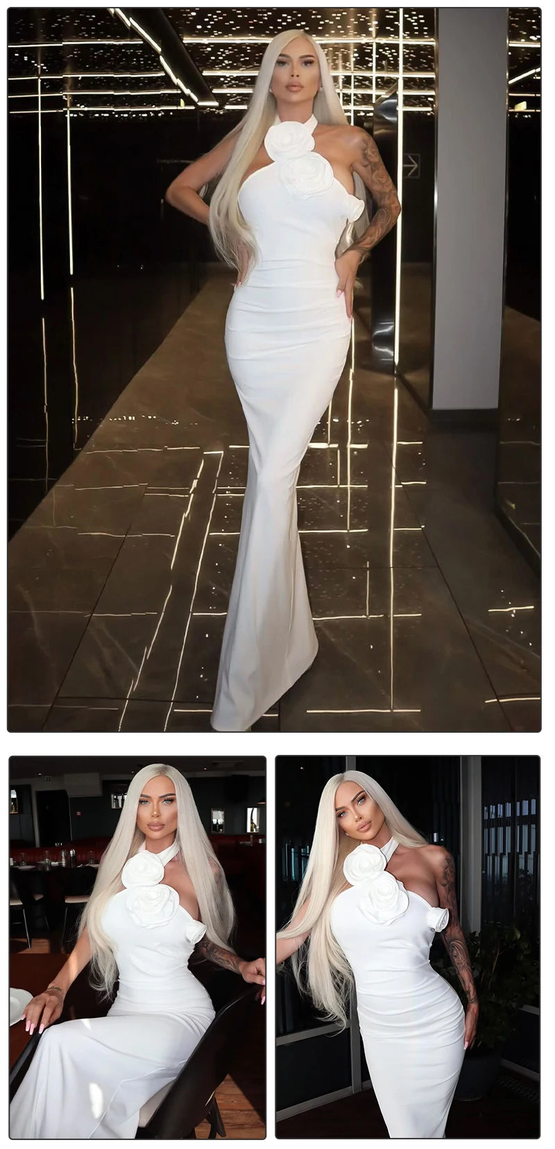 Chic Floral Embellished Birthday Long Dress for Women