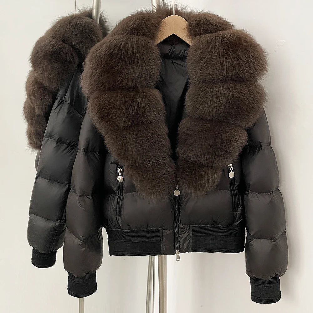 Detachable Fox Fur Collar Down Coat