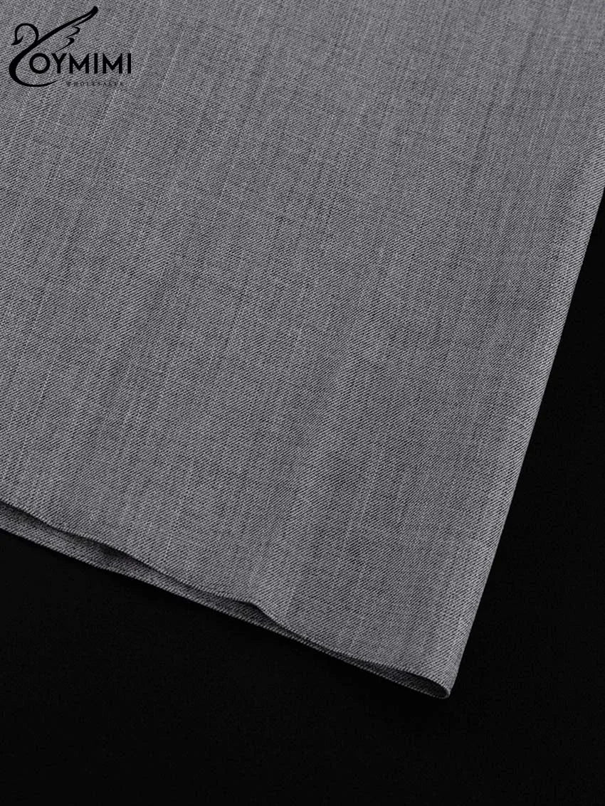 Oymimi Elegant Grey Loose Skirts For Women Casual High Waist Pleated Skirts Fashion New Solid Ankle-Length Skirts Streetwear