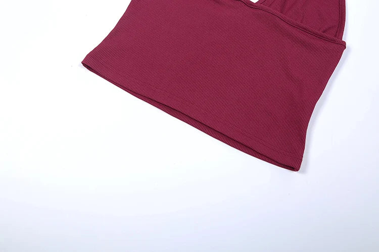 Ribbed Backless Casual Two Piece Shorts Set for Women