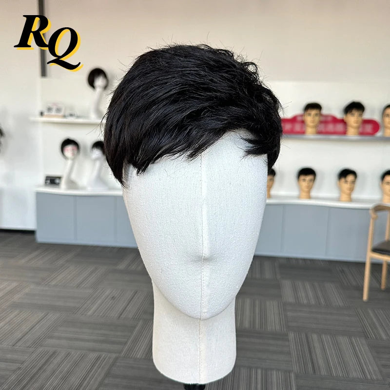 Premium Pre Styled Mono Hair Replacement System For Men Natural Black