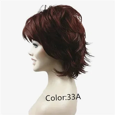 Fluffy Short Straight Layered Blonde Synthetic Wig For Women