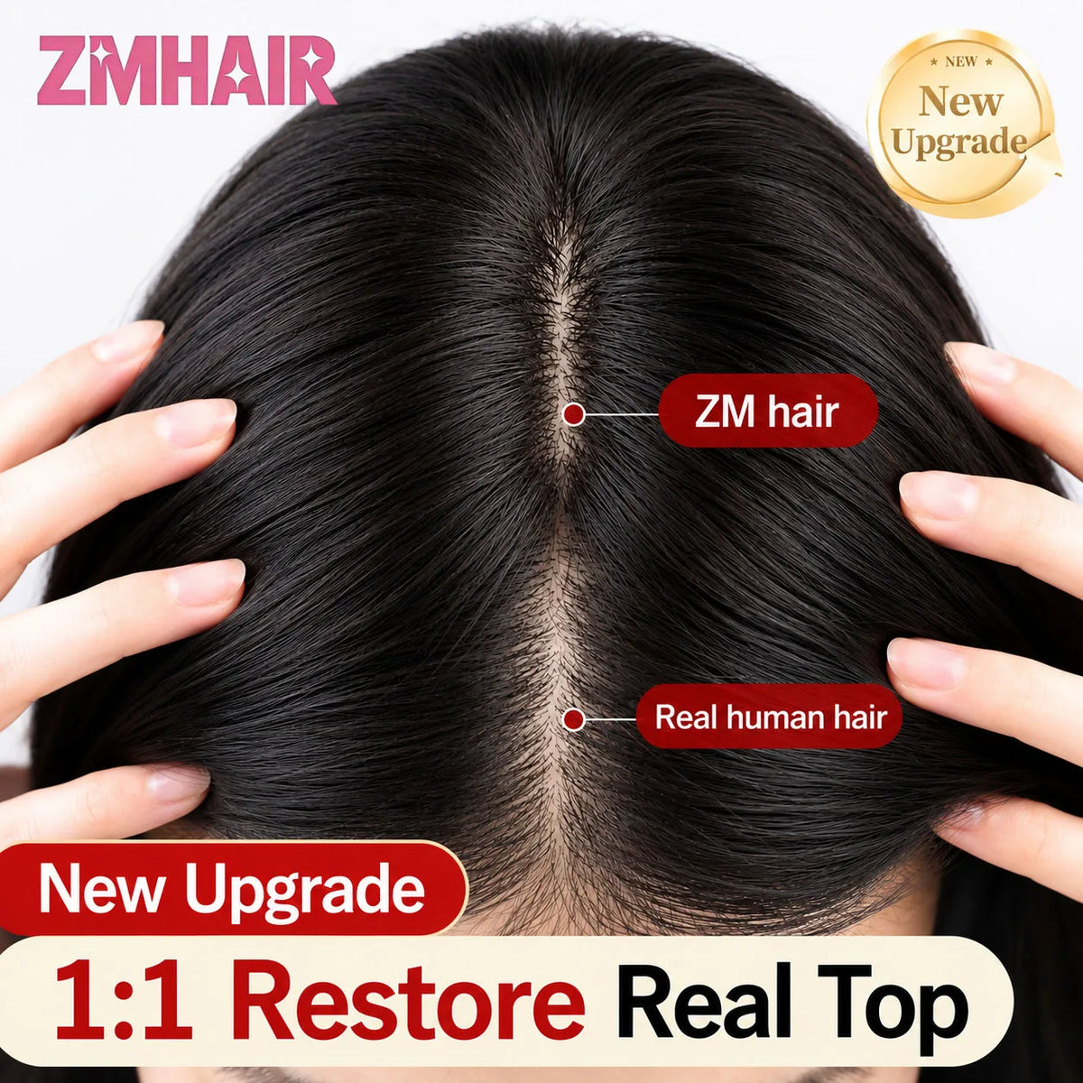 Natural Hairline Straight Layered Silk Top Wig For Women