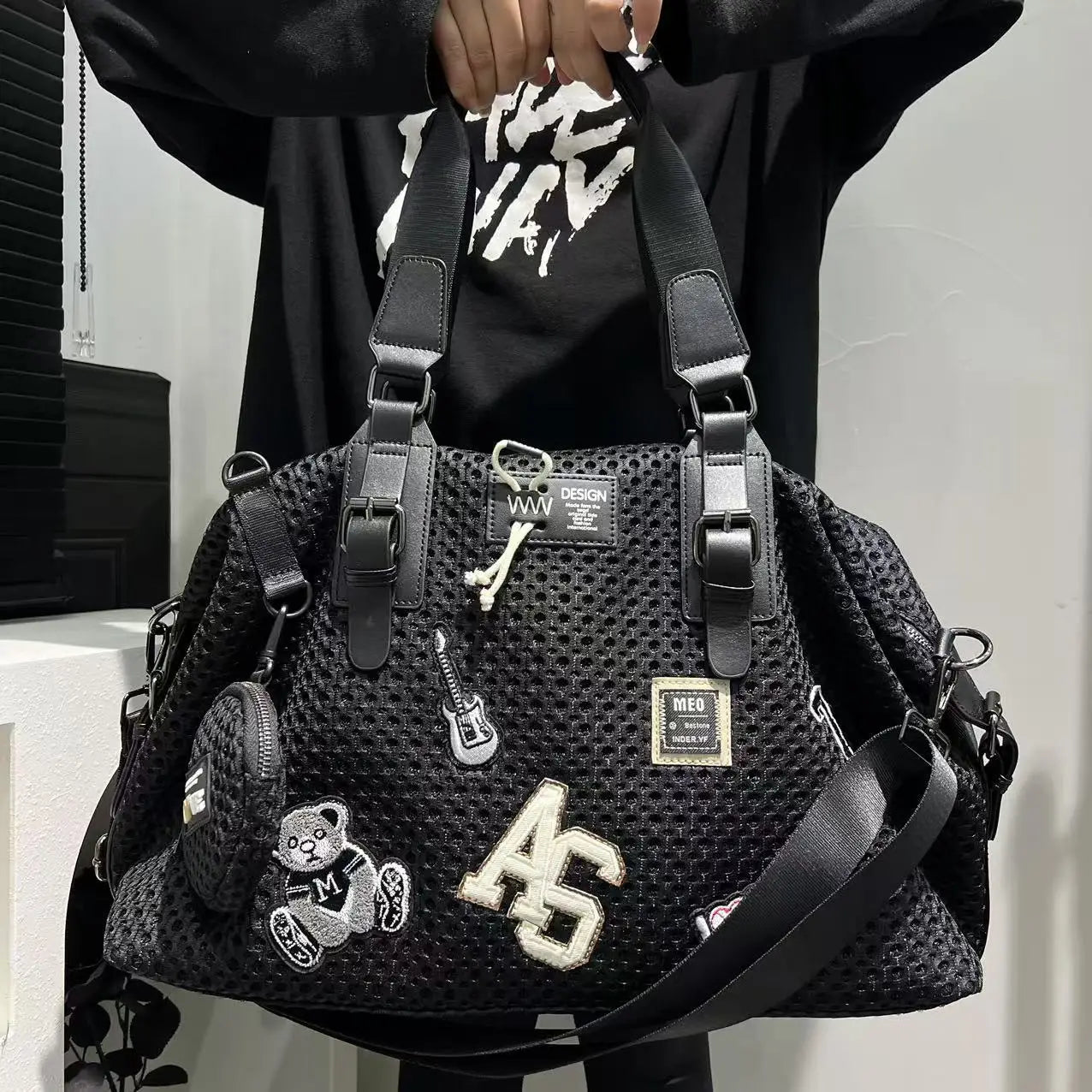 Large Capacity Durable Mesh Nylon Tote Bag for Women