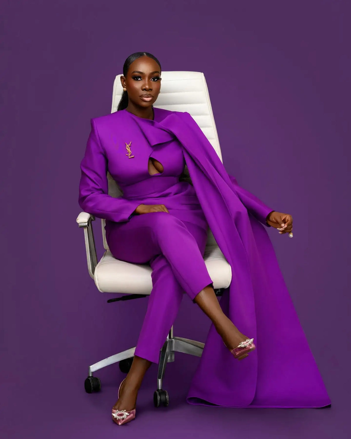 Purple Cotton Jersey Blazer Two Piece Set for Women