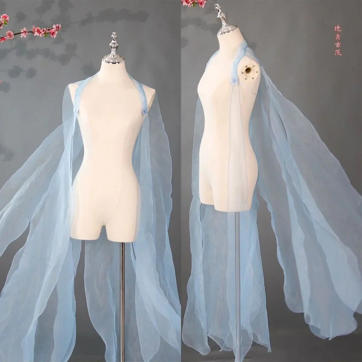 Elegant Fairy Tulle Hanfu Shawl Cape Costume for Women