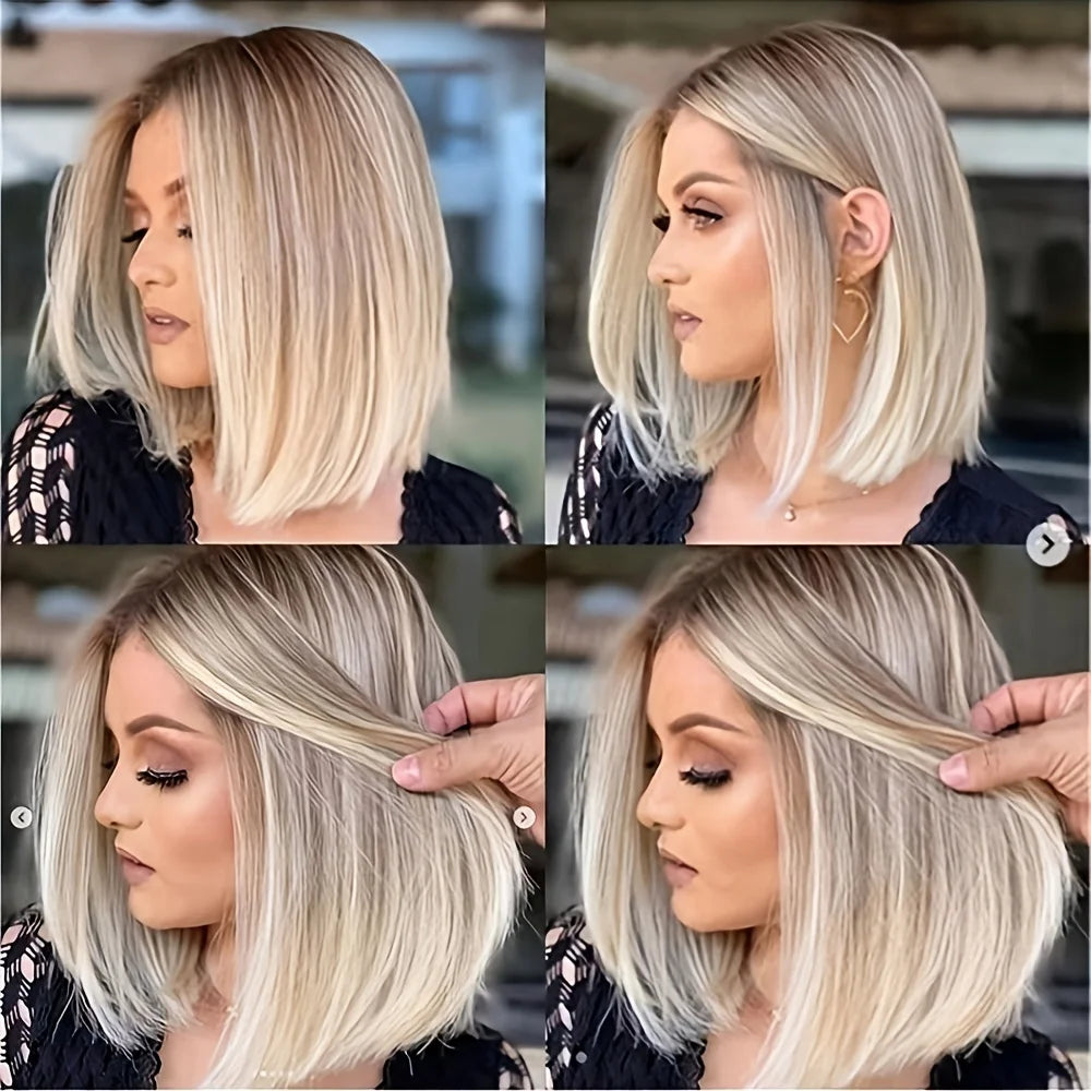 Ombre Middle Part Synthetic Straight Bob Wig For Women