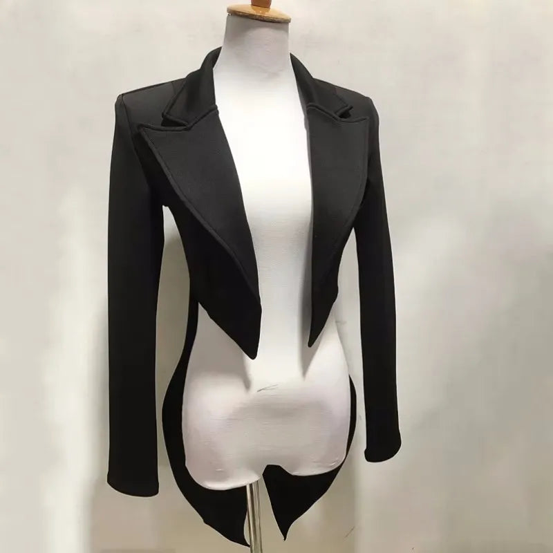Black And White Tailcoat Dance Performance Costume for Women
