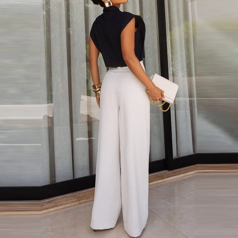 Chic Sleeveless Cropped Button Blouse Top for Women