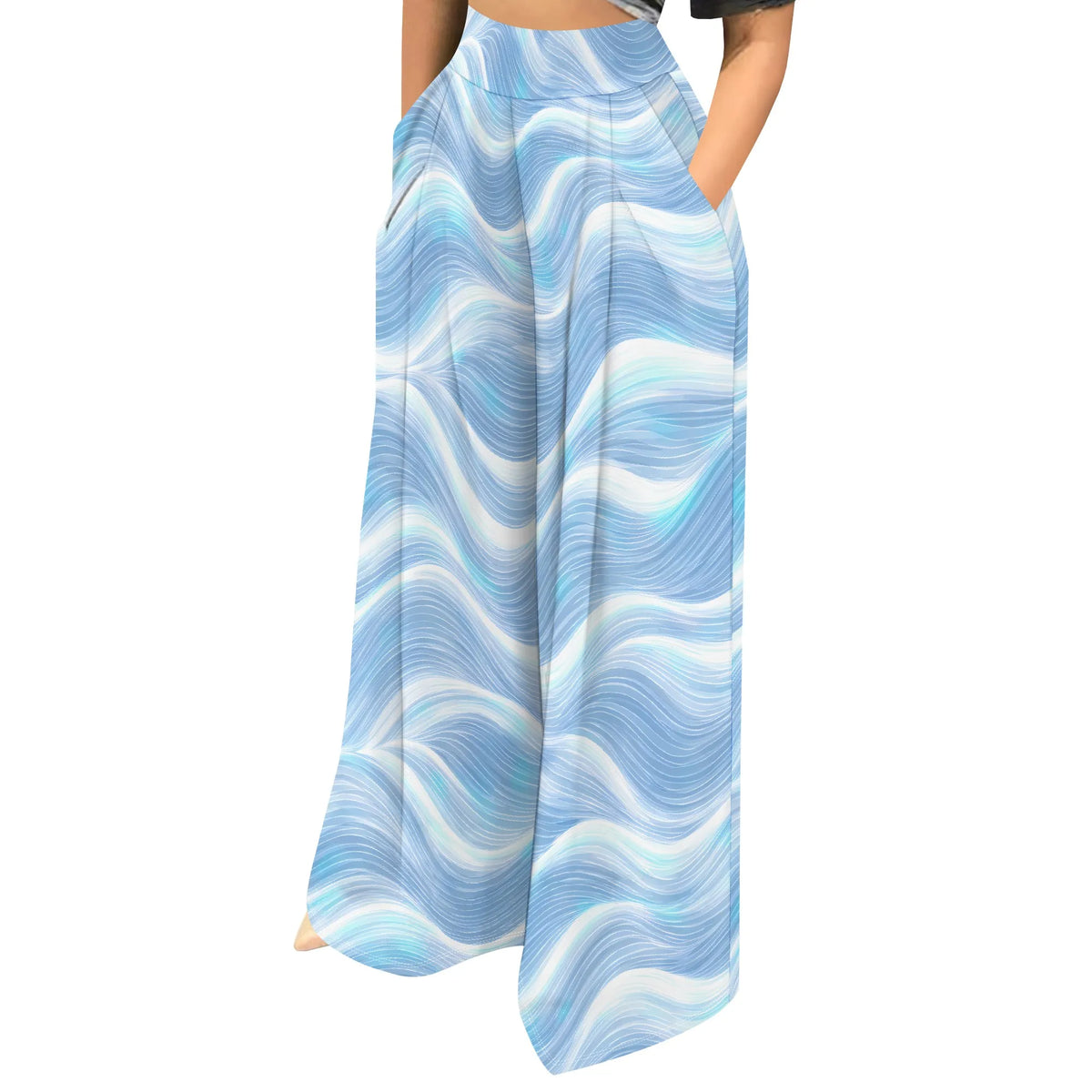 High Waist Zebra Print Wide Leg Palazzo Pants for Women